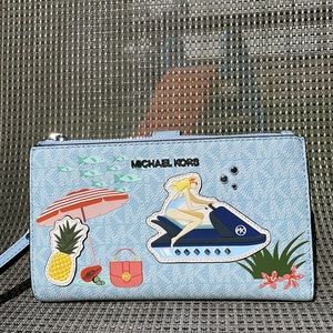 Michael Kors Jet Set Girls studded appliqué jet ski double zip wristlet …